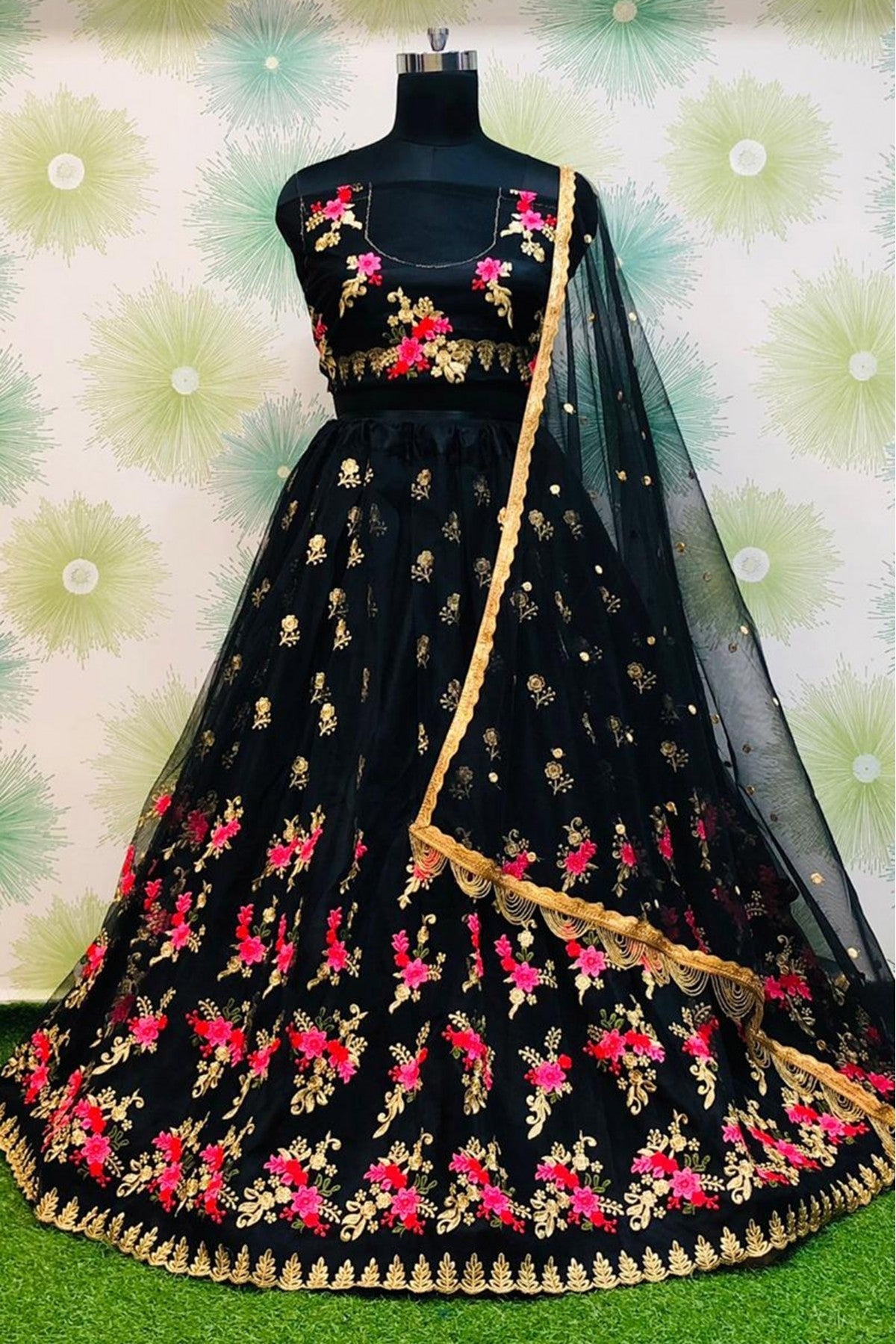 Black Colour Net Lehenga Choli