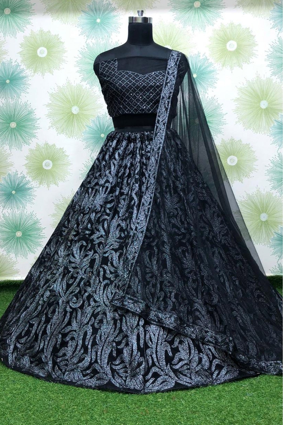 Black Colour Net Lehenga Choli