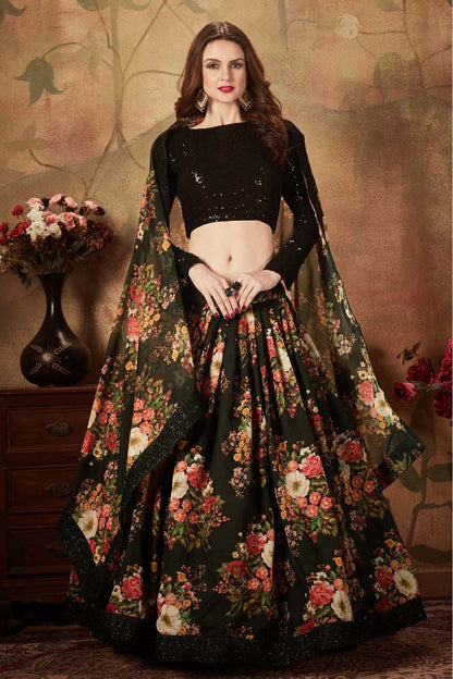 Black Colour Organza Lehenga Choli