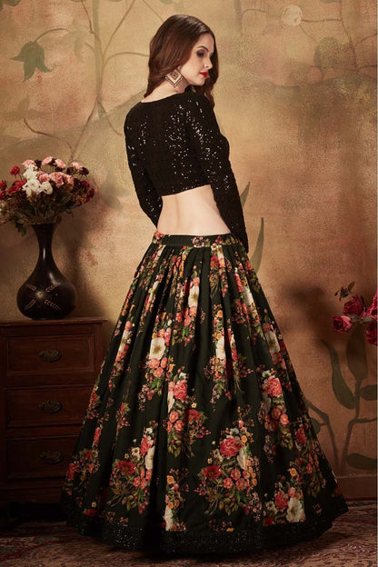 Black Colour Organza Lehenga Choli