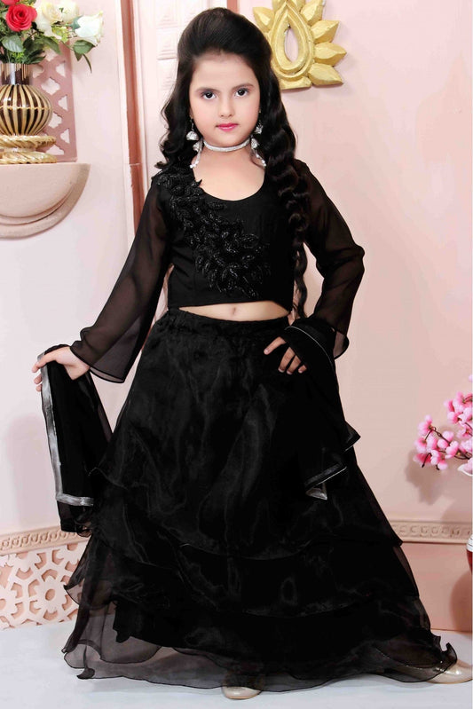 Black Colour Organza Party Wear Lehenga Choli