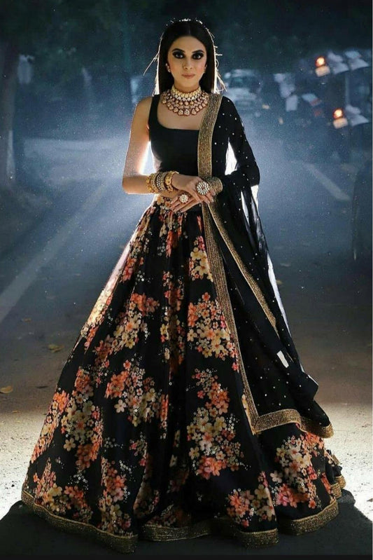 Black Colour Silk Lehenga Choli