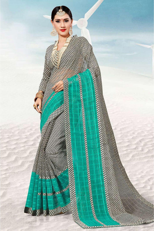 Black and Blue Colour Kota Traditional Saree