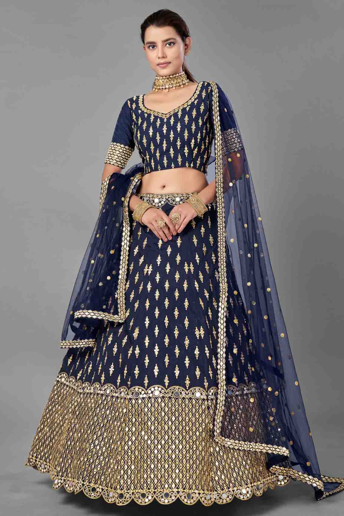 Blue Colour Art Silk Embroidery Lehenga Choli