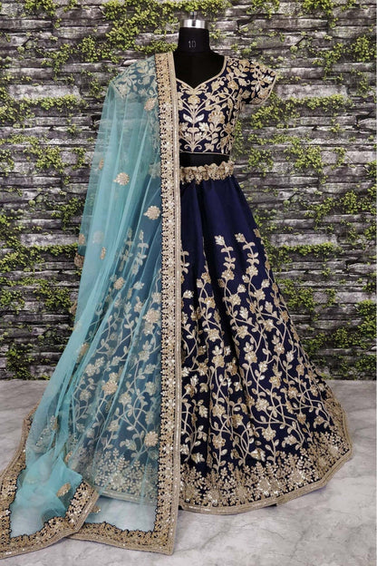 Blue Colour Banglori Silk Lehenga Choli VSLC1010007