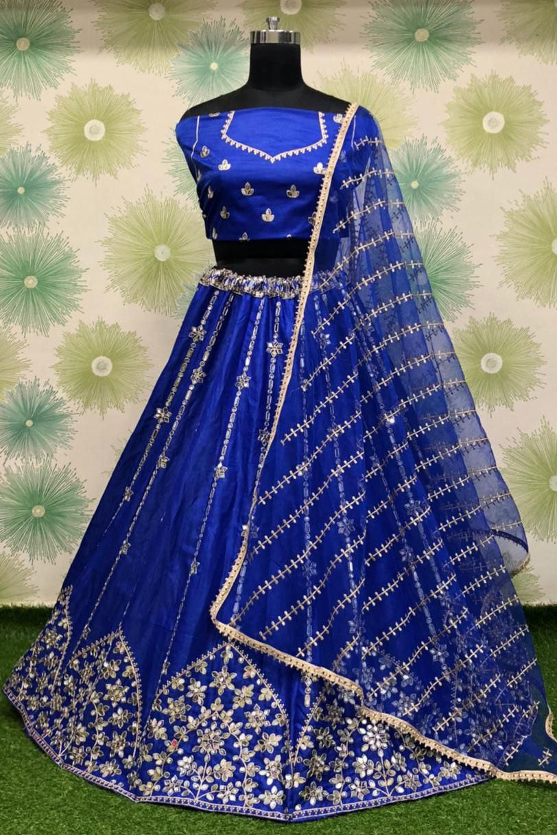 Blue Colour Banglori Silk Lehenga Choli