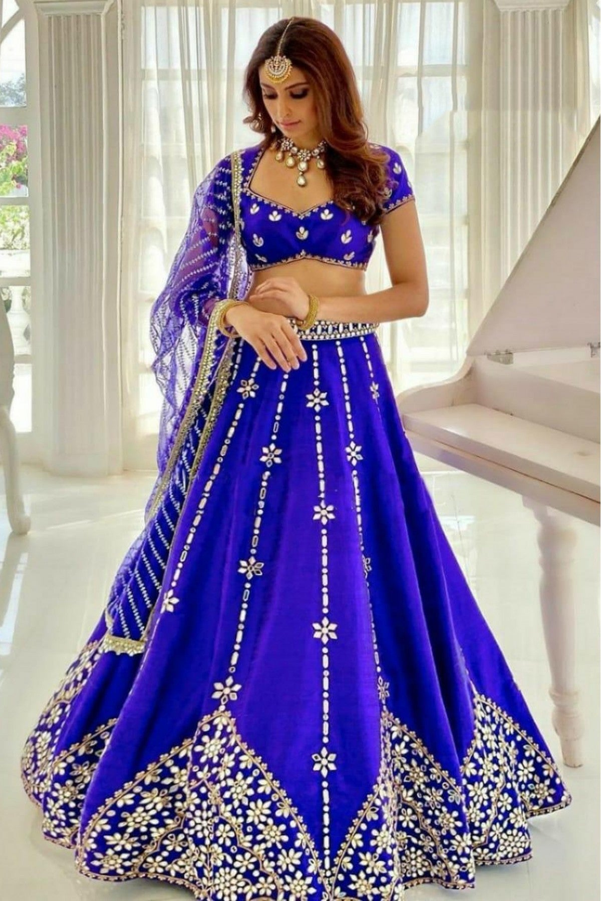 Blue Colour Banglori Silk Lehenga Choli