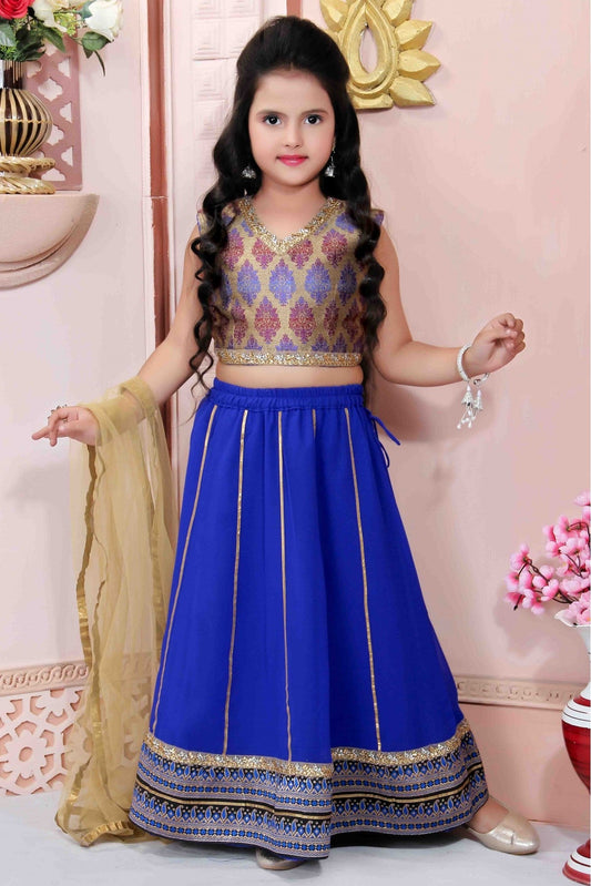 Blue Colour Faux Georgette Party Wear Lehenga Choli