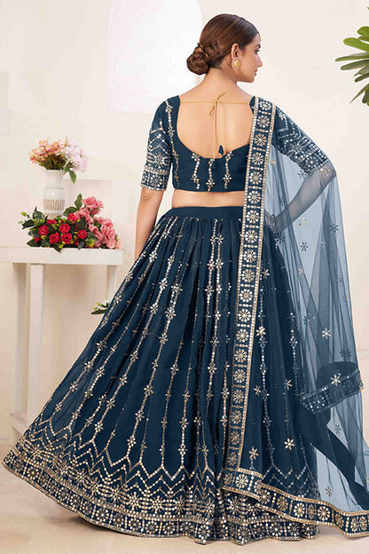 Blue Colour Georgette Designer Lehenga Choli