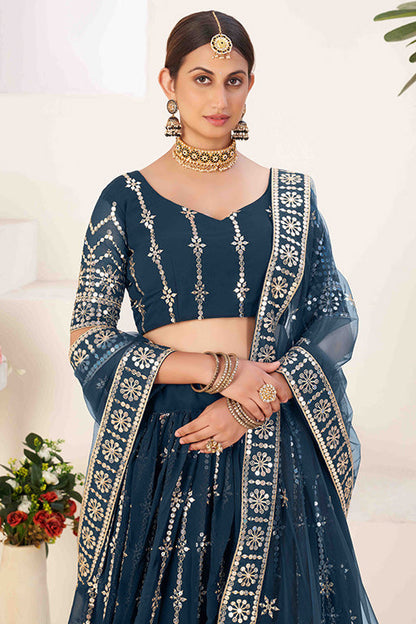 Blue Colour Georgette Designer Lehenga Choli