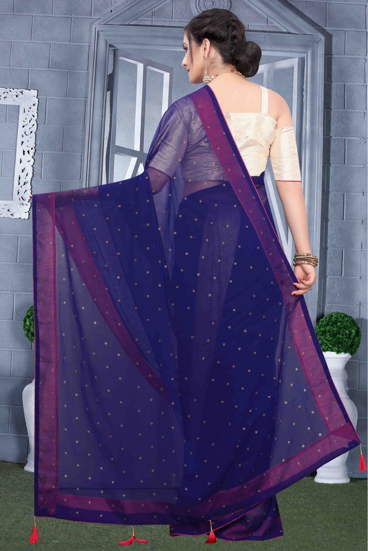 Blue Colour Georgette Party Wear Saree