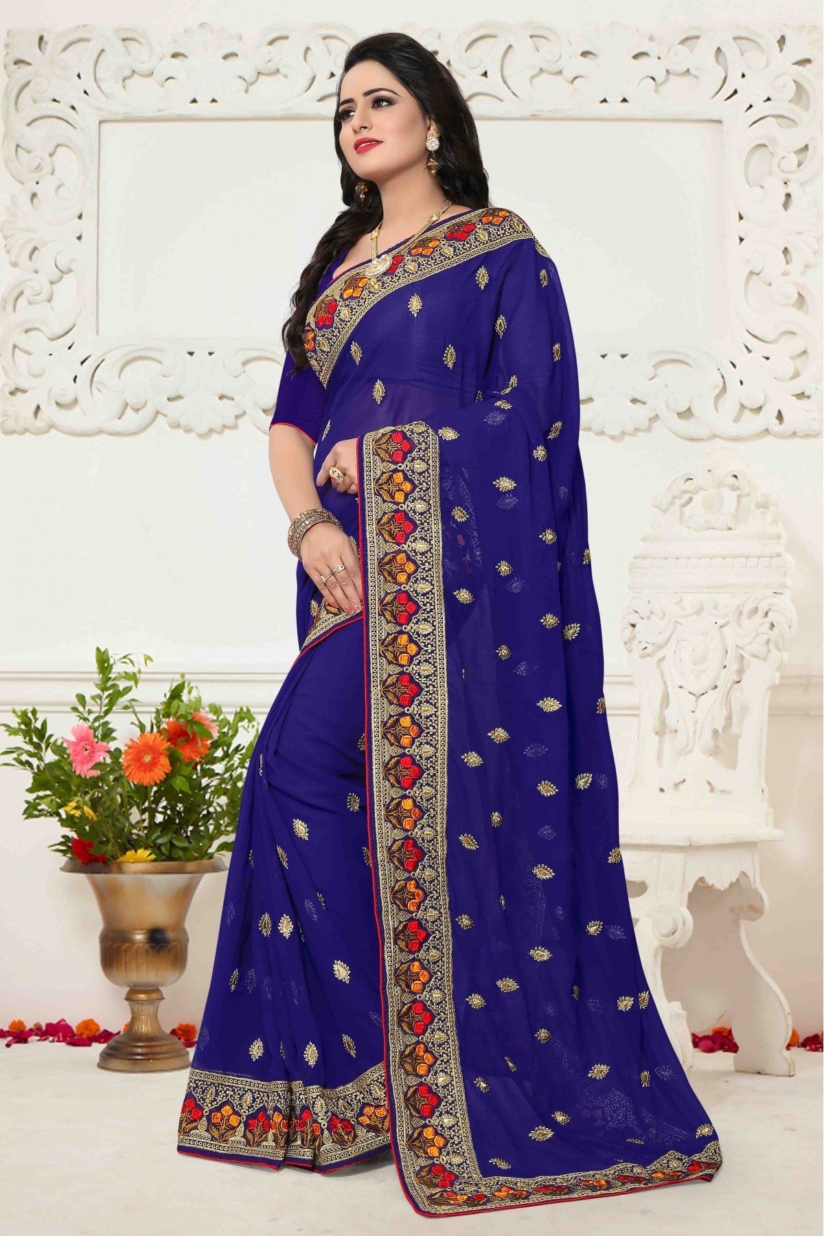 Blue Colour Georgette Saree