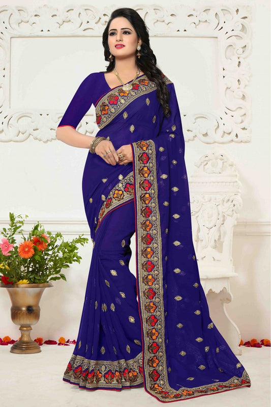 Blue Colour Georgette Saree