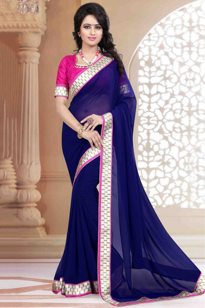 Blue Colour Georgette Saree