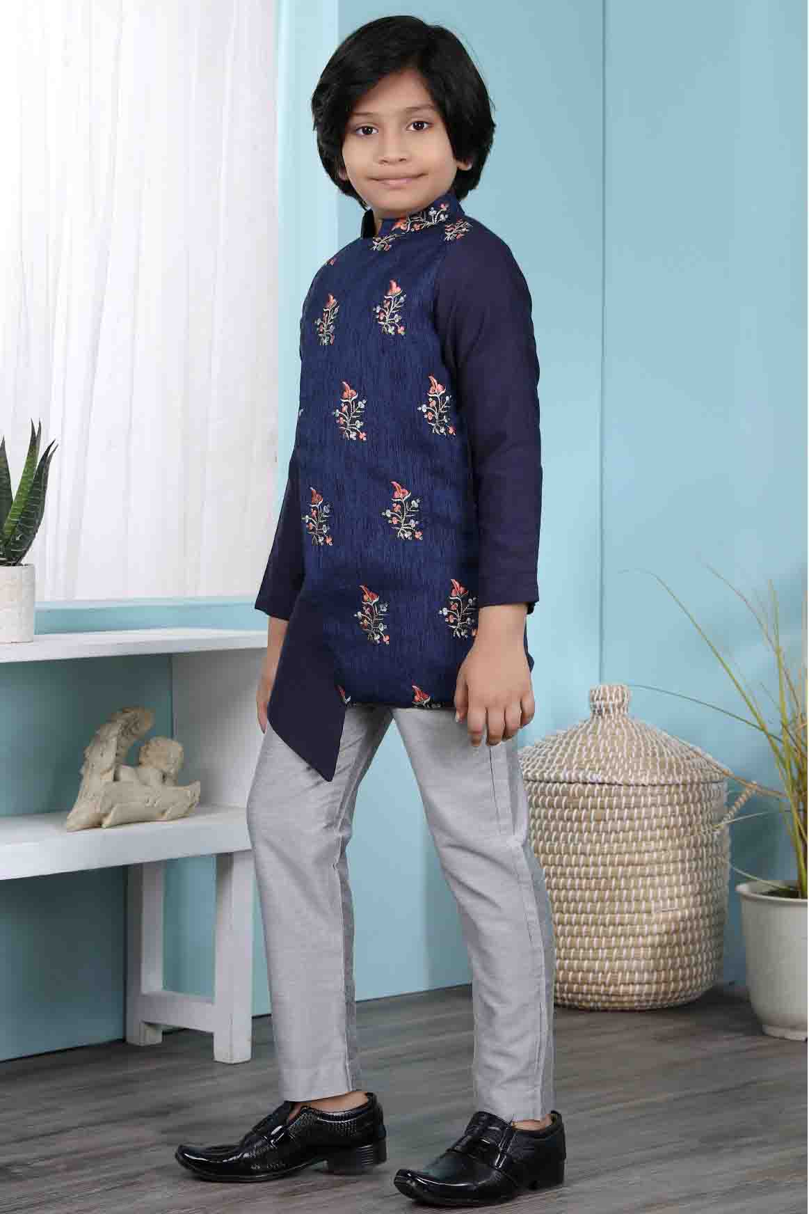 Blue Colour Jacquard Sherwani VSBW1070077