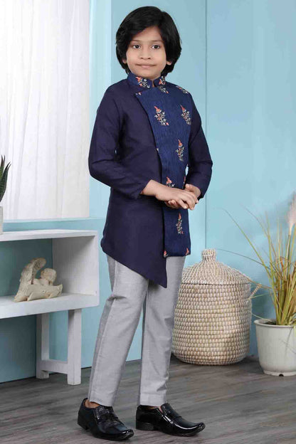 Blue Colour Jacquard Sherwani VSBW1070077