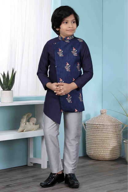 Blue Colour Jacquard Sherwani VSBW1070077