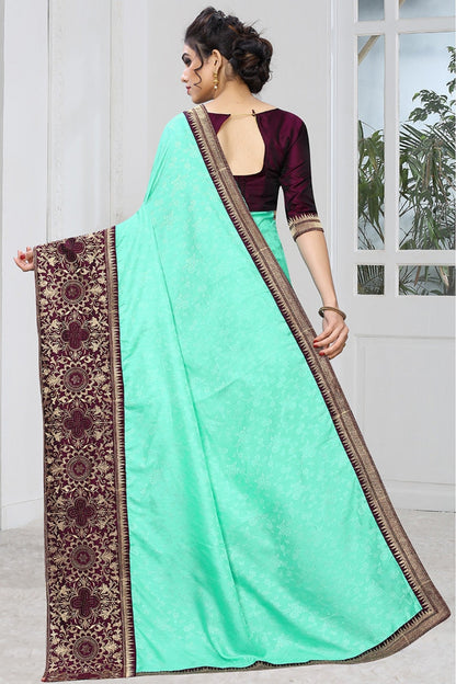 Blue Colour Jacquard Silk Designer Saree