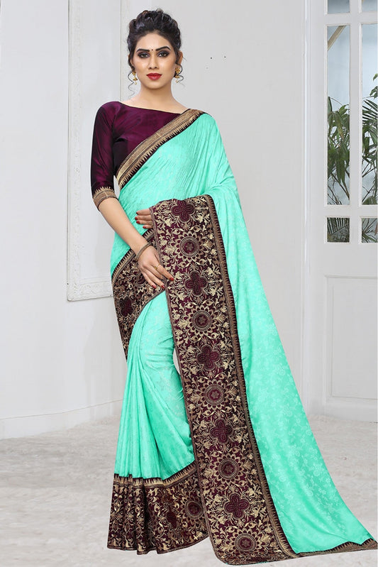 Blue Colour Jacquard Silk Designer Saree