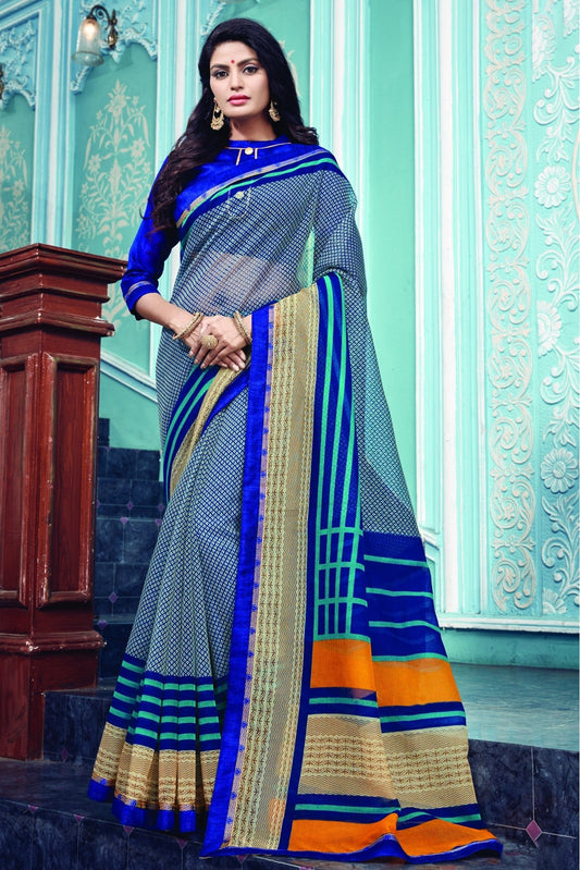 Blue Colour Kota Printed Saree