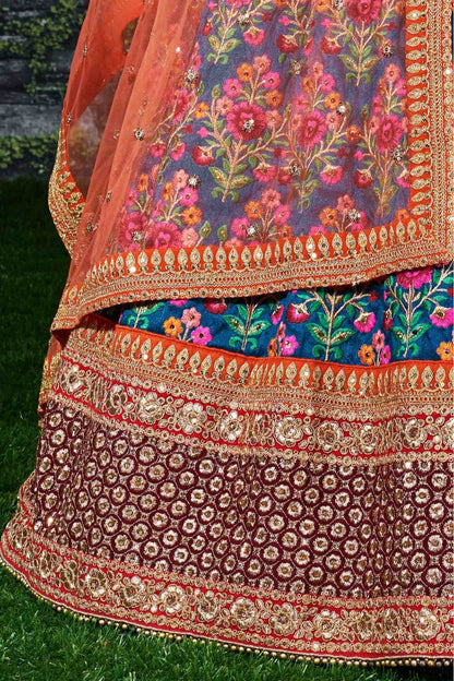 Blue Colour Mulberry Silk Lehenga Choli