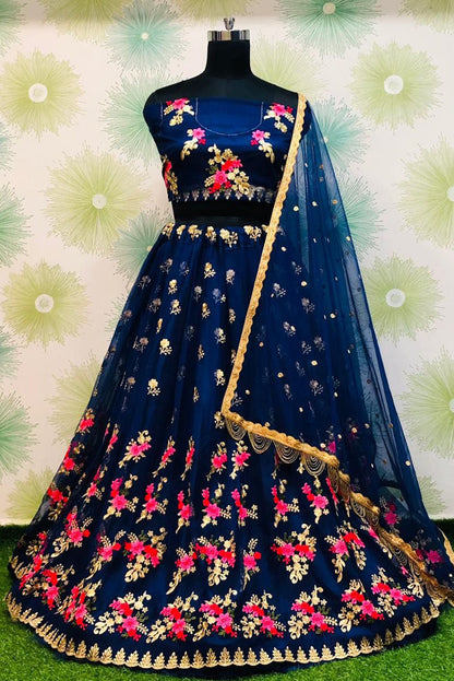 Blue Colour Net Lehenga Choli VSLC1020081