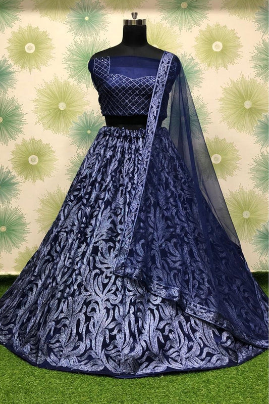 Blue Colour Net Lehenga Choli