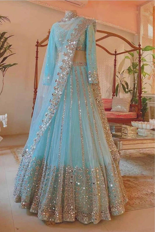 Blue Colour Net Lehenga Choli