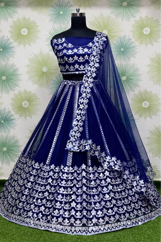 Blue Colour Net Lehenga Choli