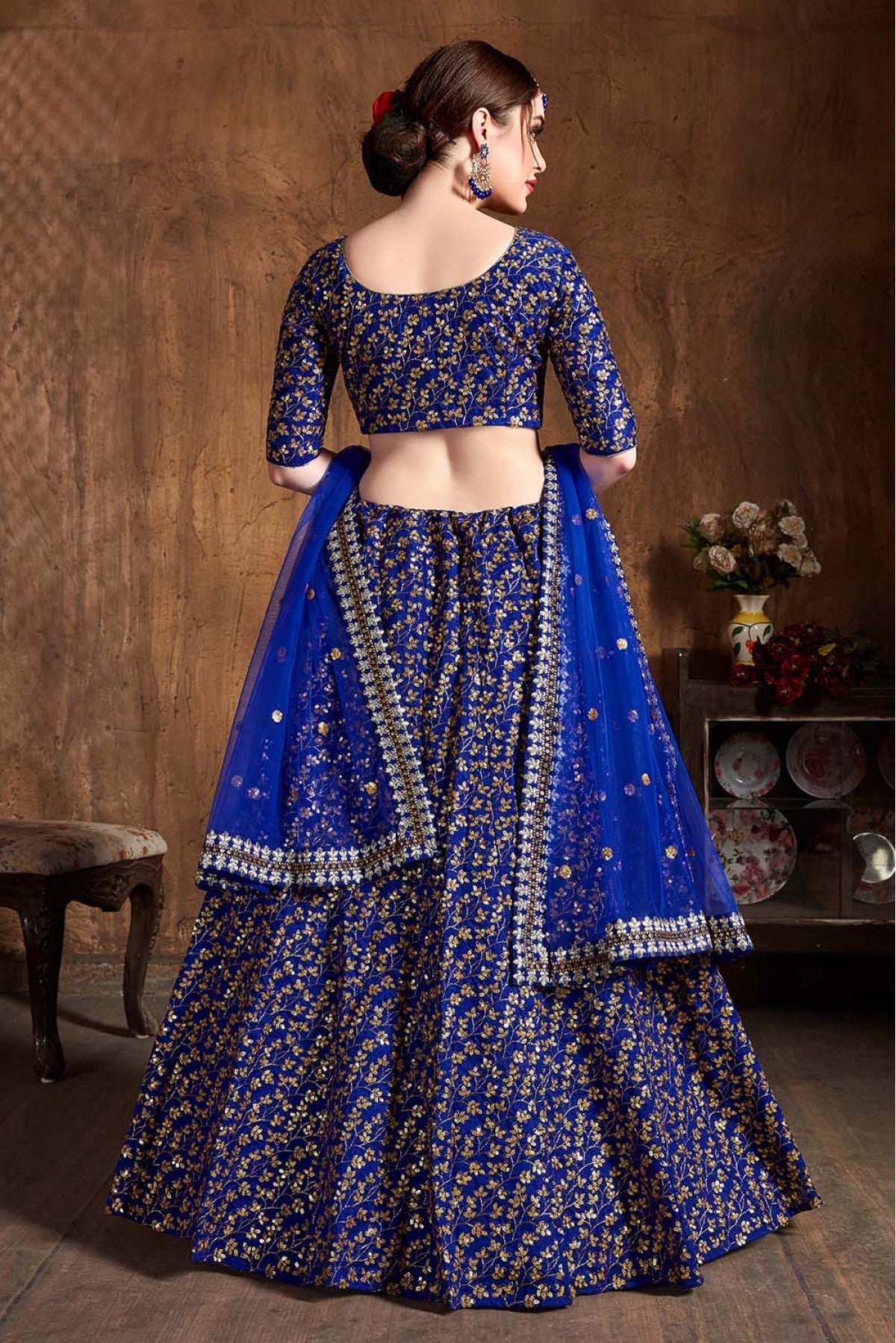 Blue Colour Raw Silk Lehenga Choli