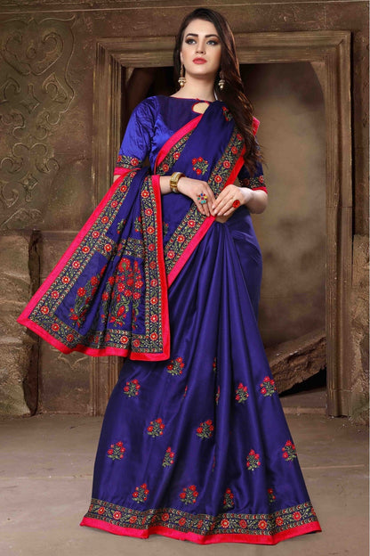 Blue Colour Silk Designer Saree