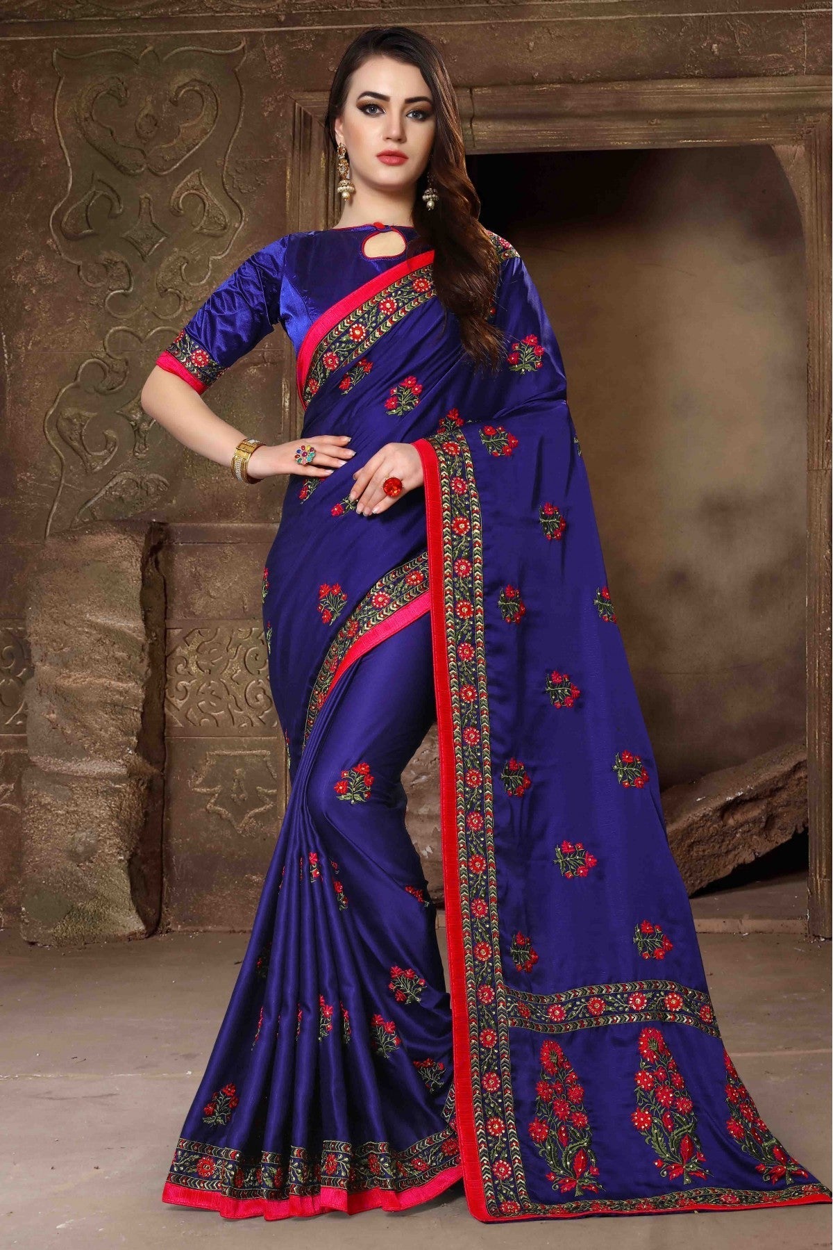 Blue Colour Silk Designer Saree