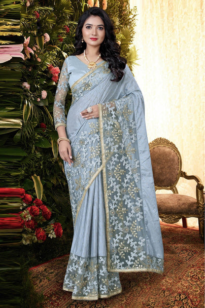 Blue Colour Silk Designer Saree