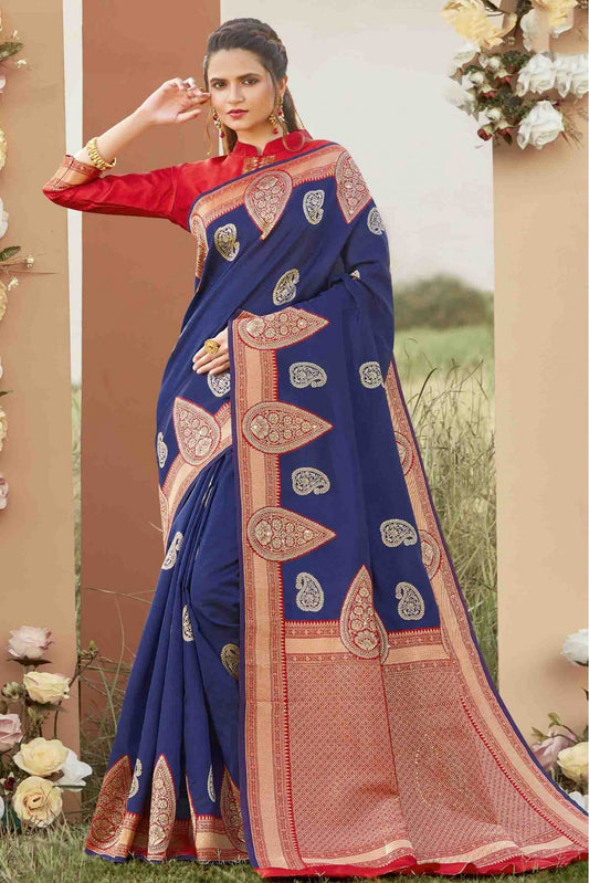 Blue Colour Silk Traditional Saree