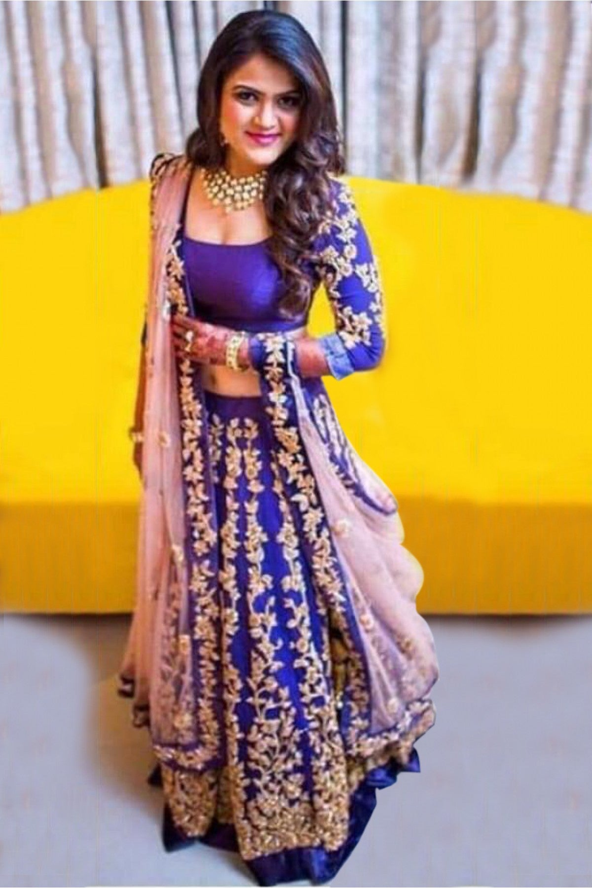 Blue Colour Taffeta Silk Embroidery Lehenga Choli