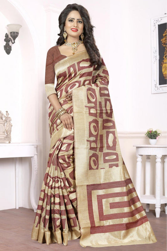 Brown Colour Banarasi Art Silk Woven Saree