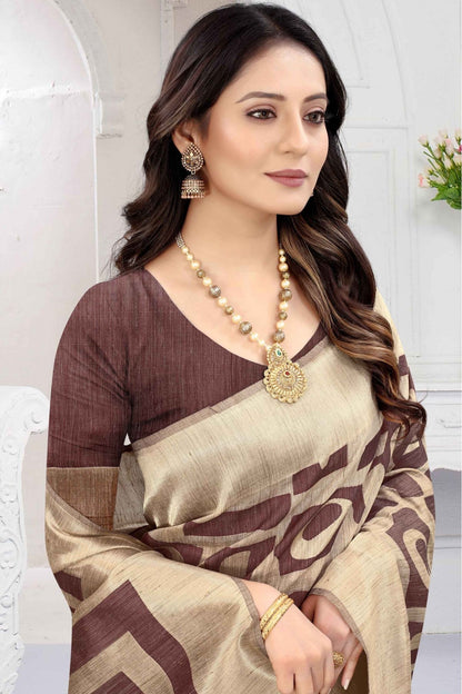 Brown Colour Banarasi Art Silk Woven Saree