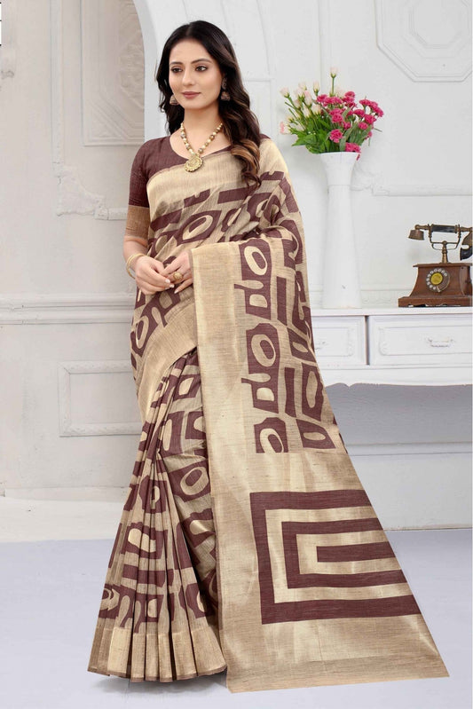 Brown Colour Banarasi Art Silk Woven Saree