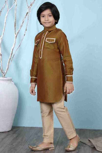 Brown Colour Cotton Silk Kurta Pajama VSBW1070061