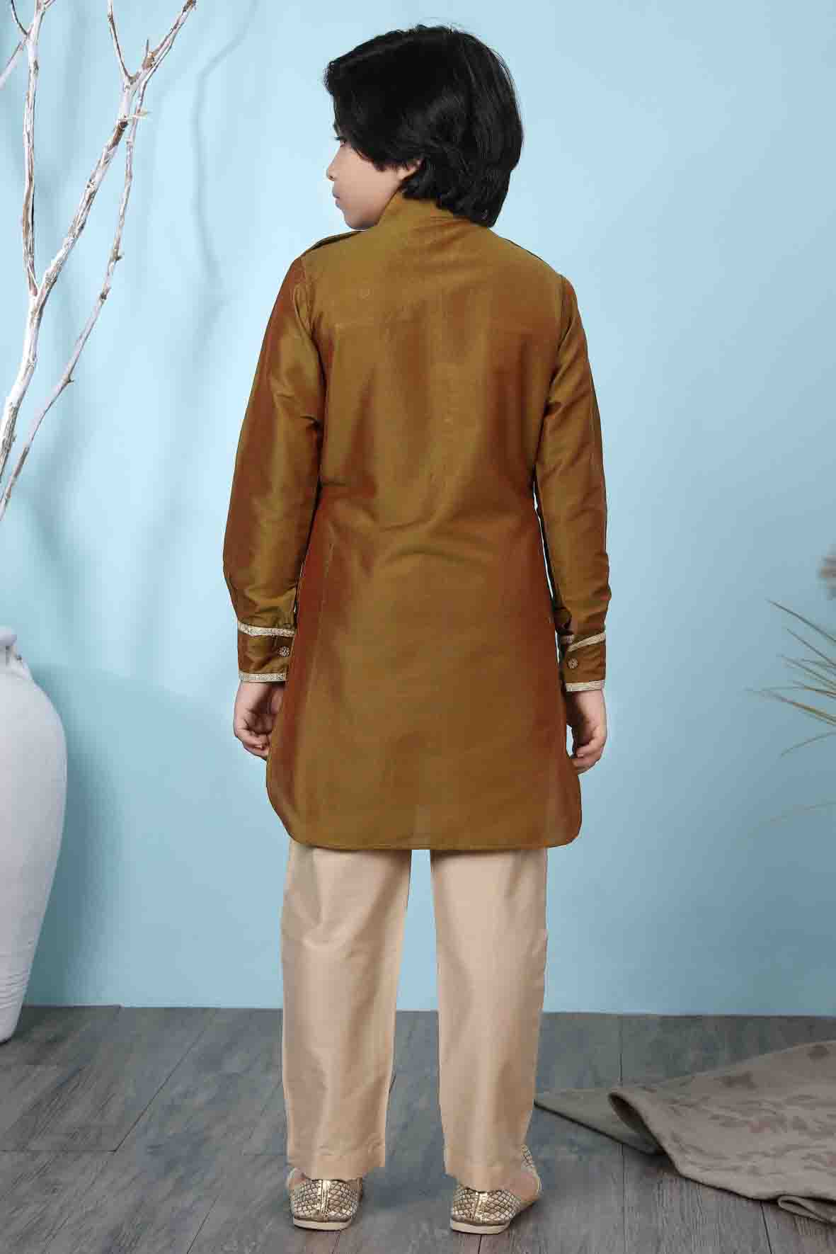 Brown Colour Cotton Silk Kurta Pajama VSBW1070061