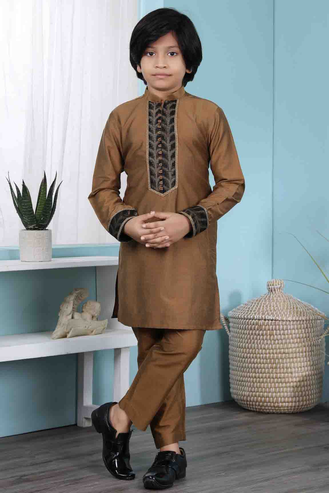 Brown Colour Cotton Silk Kurta Pajama VSBW1070073