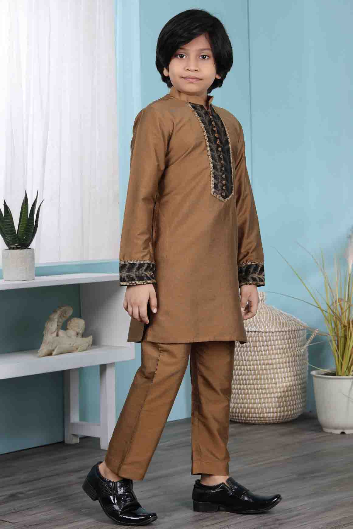 Brown Colour Cotton Silk Kurta Pajama VSBW1070073