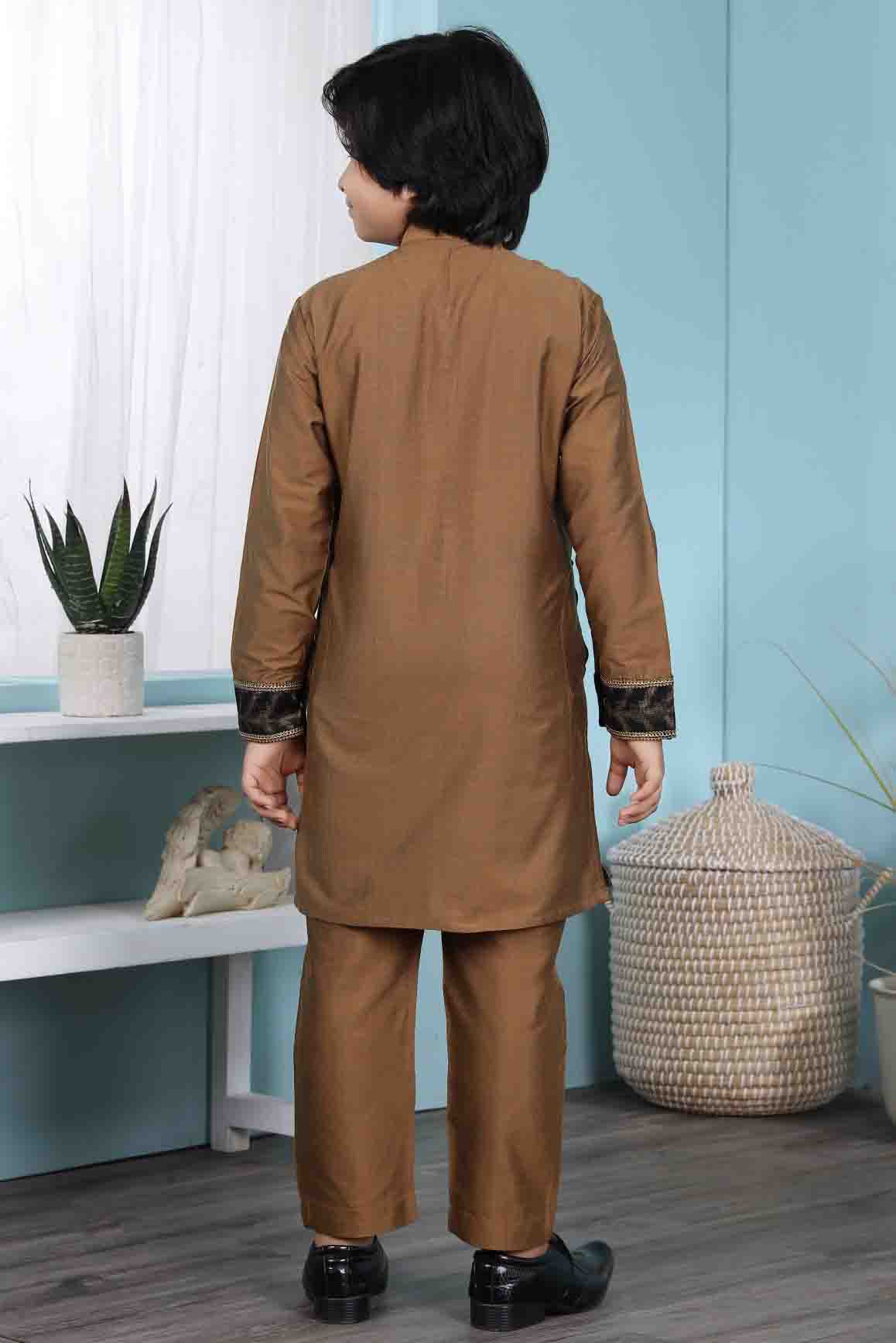 Brown Colour Cotton Silk Kurta Pajama VSBW1070073