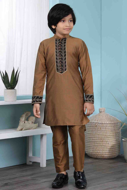 Brown Colour Cotton Silk Kurta Pajama VSBW1070073