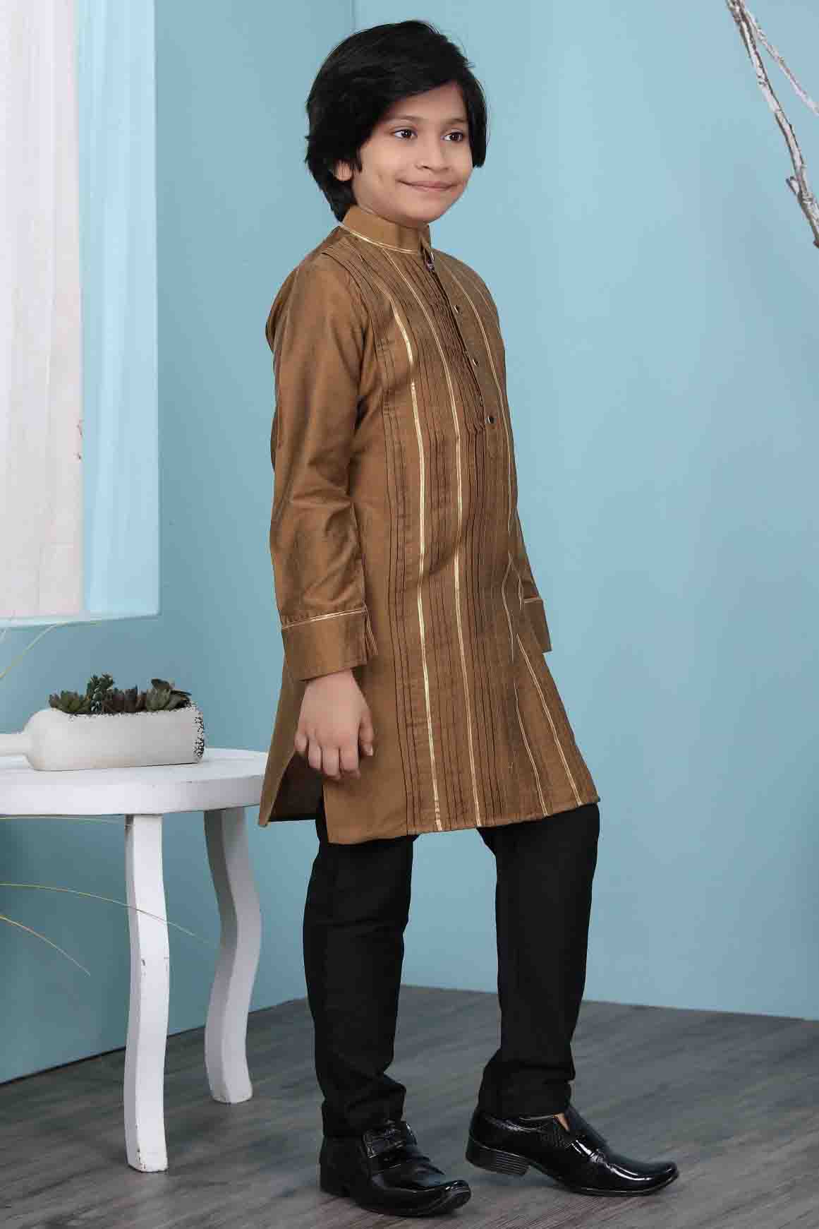 Brown Colour Cotton Silk Kurta Pajama VSBW1070084