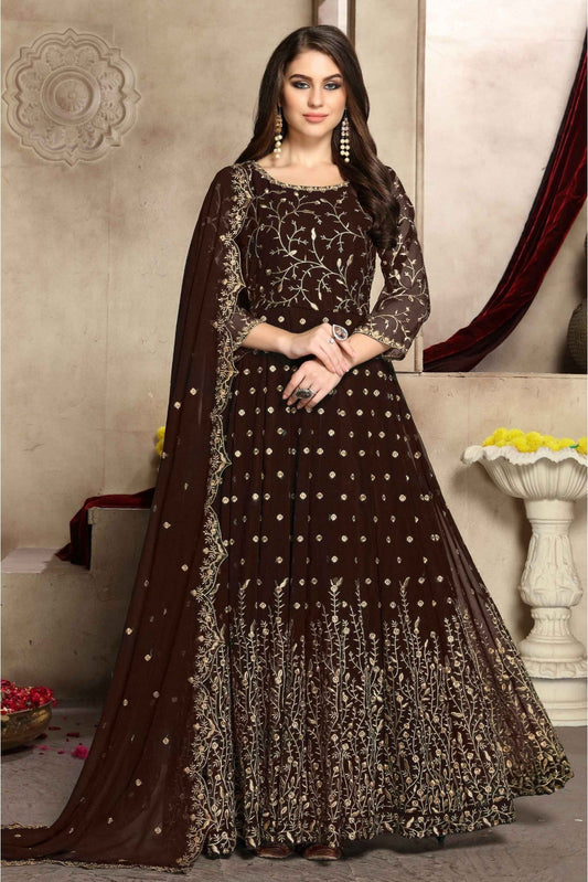 Brown Colour Georgette Anarkali Suit