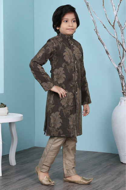 Brown Colour Handloom Silk Sherwani VSBW1070091