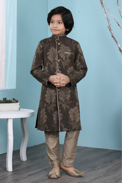 Brown Colour Handloom Silk Sherwani VSBW1070091