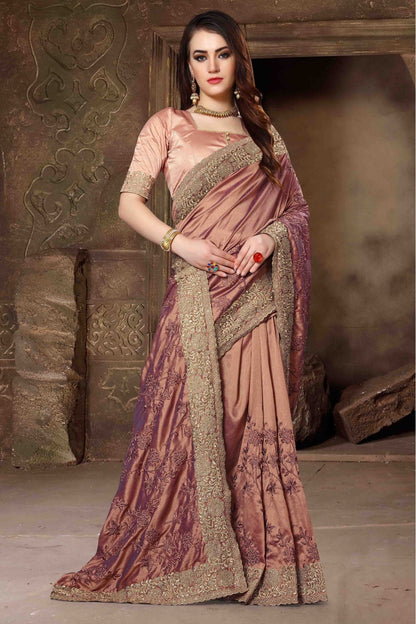 Brown Colour Silk Designer Saree