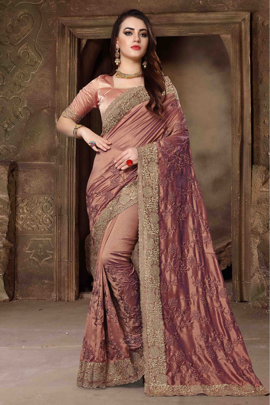 Brown Colour Silk Designer Saree